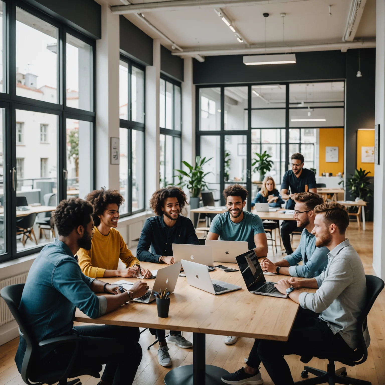 Team di startup al lavoro in coworking